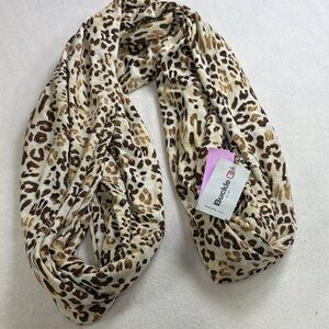 Buckle Leopard Print Scarf - Brown and Cream